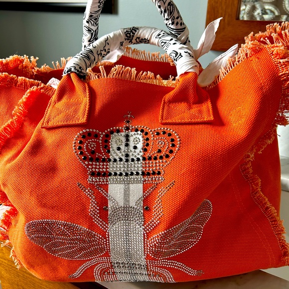 Hipchik Couture Queen Bee Orange Canvas Tote - Picture 3 of 12